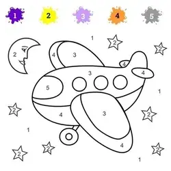 Coloring by number for kindergarten and preschool . coloring worksheet .