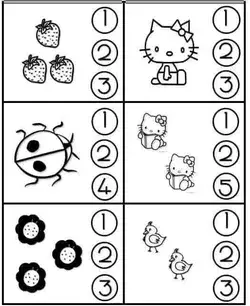 Count and circle the correct number . math worksheet for kindergarten and pre schools