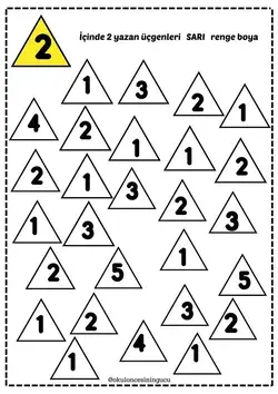 2 RAKAMI ÜÇGEN SARI RENK
