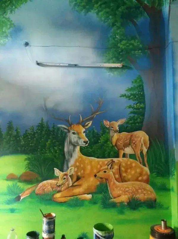 3d jungle theme deer Fawn, Yearling