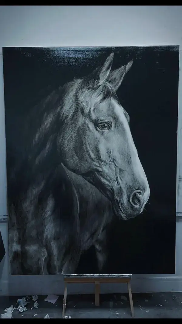 Horse Portrait Painting On Canvas Large Horse Canvas Art Horse Wall Art For Modern Living Room