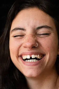 Close Up Of A Beautiful Woman Smiling With Diastema by Felix Chacon