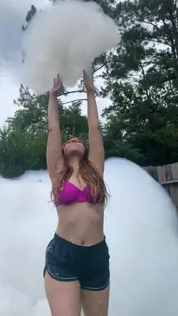 Dancing in foam bubbles on Tiktok