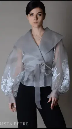 Hand Painted Silk Organza - Silver Grey