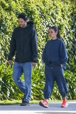 Mila Kunis and Ashton Kutcher on morning walk