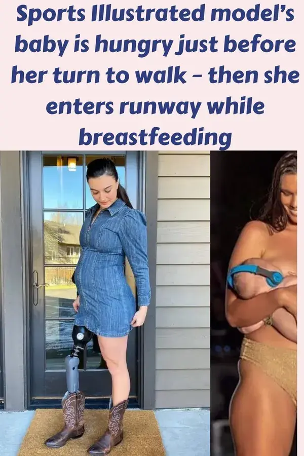 Sports Illustrated model’s baby is hungry just before her turn to walk – then she enters runway