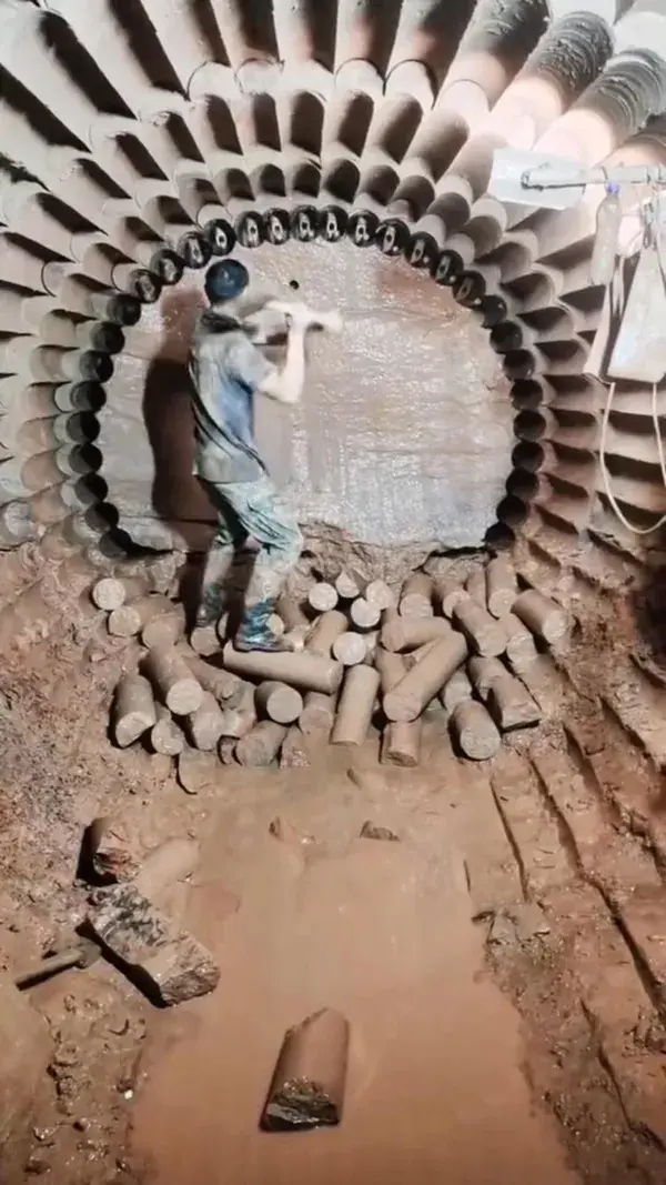 Creating a tunnel in the rock