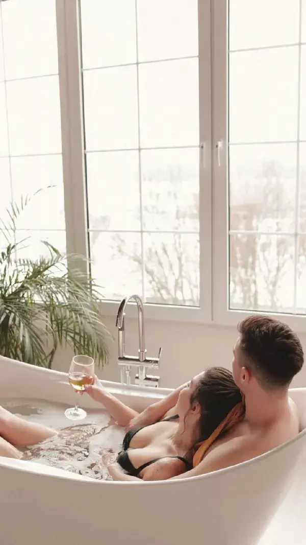 Couple enjoying bath