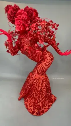 Red Rose Flower Statue. Kikimora Studio design.