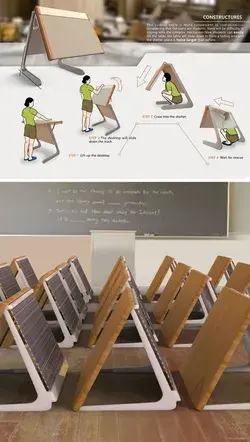 A school-desk that turns into a safety shelter during an earthquake | Yanko Design