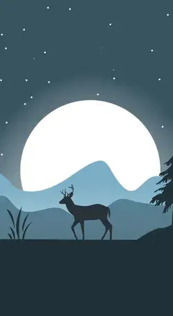 1440x2630 Deer, forest, outdoor, moon, minimal, art wallpaper