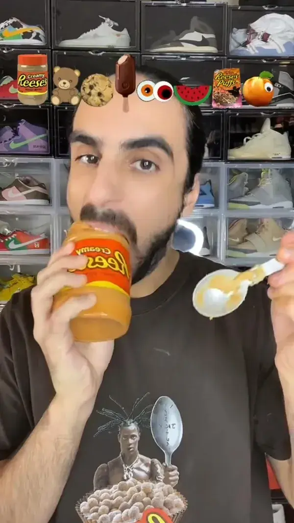 Food ASMR Eating a Reese’s Peanut Butter bottle and other snacks!