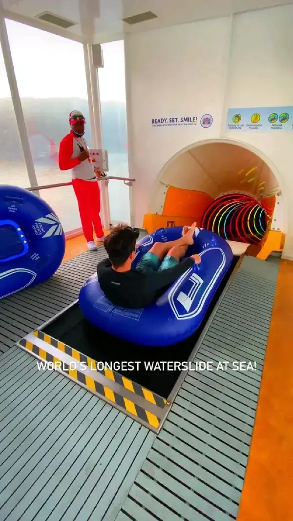 World's Longest Waterslide At Sea!