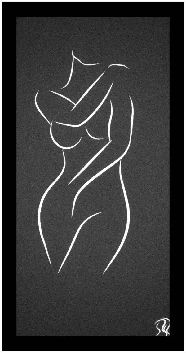 nude line art sketch with frame