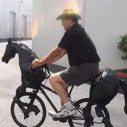 Dad turned his bike into a horse