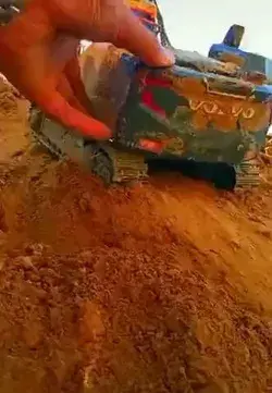 Visual effect made with a toy excavator