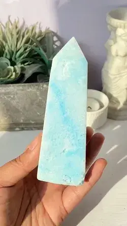 Blue Aragonite Tower , Aragonite Crystal Tower Obelisk Point , Home Decor , $160.00