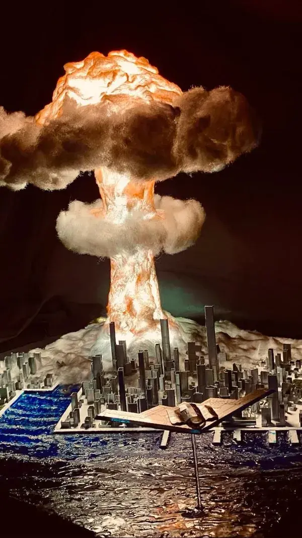 Atomic bombing explosion diorama