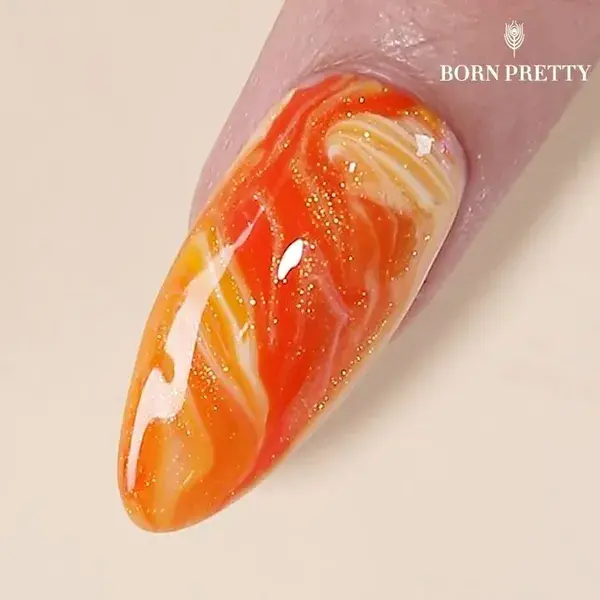 Orange blooming nails