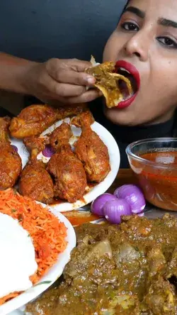 Ashifa ASMR Eating Spicy Chicken Gizzard Curry, Leg Piece, Rumali Roti Big Bites ASMR Mukbang Video