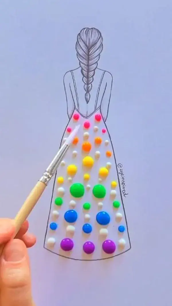 Rainbow Paint Dress 🌈 Yes or No? #art #artwork #paint #painting #satisfying #draw #drawing #fashion