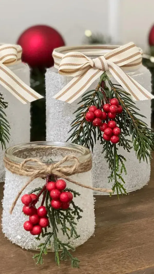 Snowy Jar Candle Holders