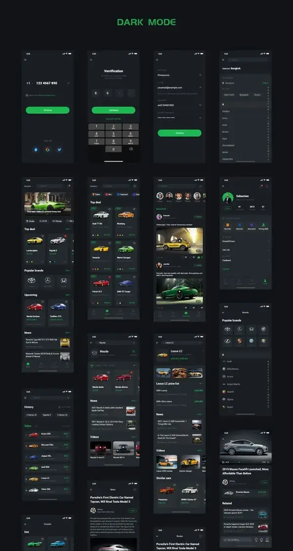 Car Sale Info App 50+ Screens , Available for Sketch, XD &amp; Figma