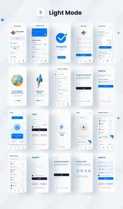 Thunder - A Premium Mobile VPN App UI Kit Thunder - A Premium Mobile VPN App UI Kit