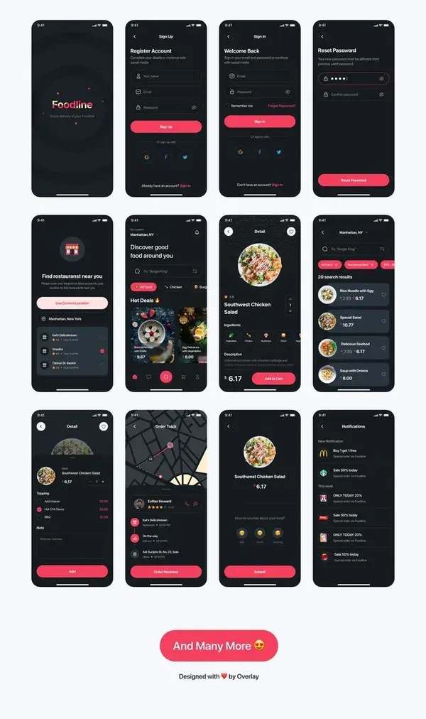 Foodline - Food Delivery App UI Kit Premium Food Delivery App UI Kit