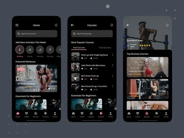 Fitness & Workout App UI Kit Figma, Sketch, XD UI Kit