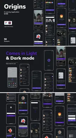 Origins - E Learning, Classroom, Masterclass and Course UI Kit 50+ High quality UI Kit S
