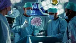 Surgeons Perform Brain Surgery Using Stock Footage Video