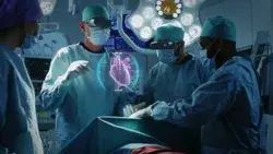 surgeons wearing augmented reality glasses perform Stock Footage Video
