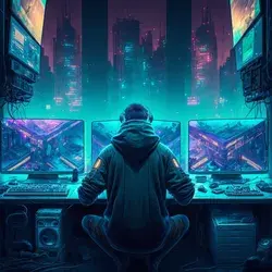 Dream pc setup in a cyberpunk world