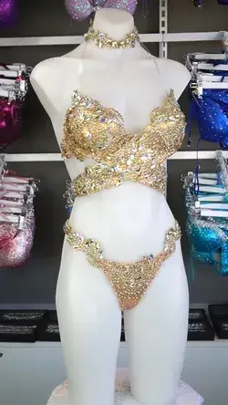 Gold couture competition bikini