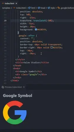 Google Symbol creation HTML CSS VScode