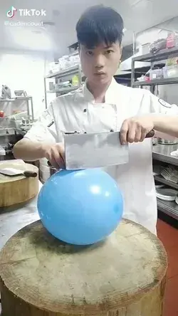 Man shows off his skills with a cleaver