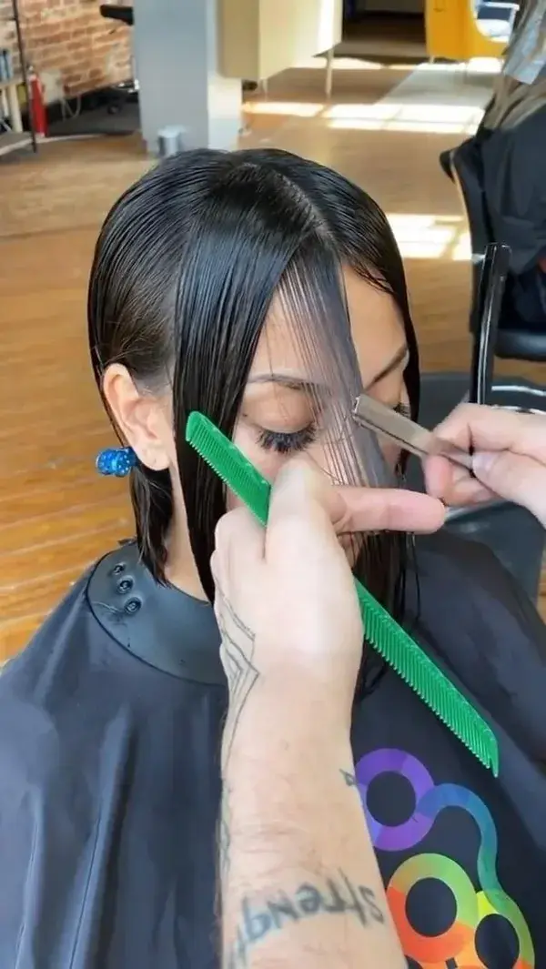 Sound up! Bob with bangs  Watch and listen to this video by @jacobhkhan for a few tips on cutting