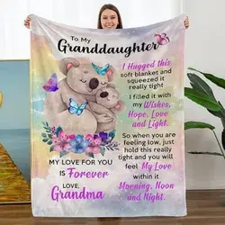 To My Granddaughter Koala Bear & Flower Blanket Fleece Blanket Gifts From Grandma Birthday Gifts For Granddaughter Birthday Gift Happy Decor