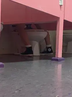 lesbians making out in the skating rink bathroom 😍