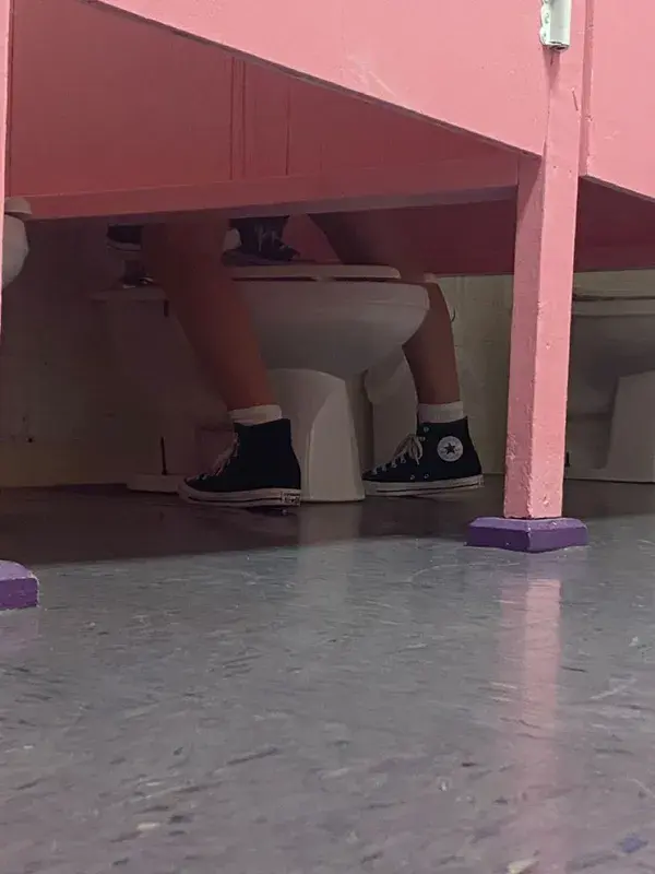 lesbians making out in the skating rink bathroom 😍