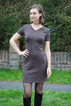 Women's  Vintage Multi-Coloured Mini Dress With Short Sleeves.
