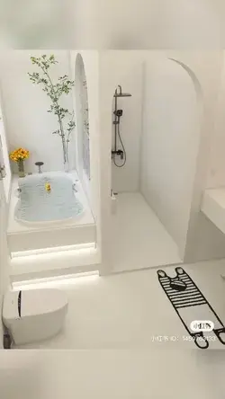 Cute small bathroom, bathroom aesthetic, led lights bathroom