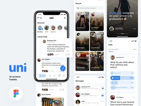 Free College Social Media App UI Kit