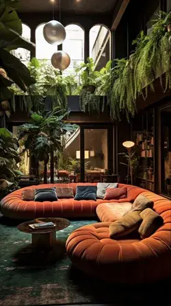 dreamy, plant-filled mcm lounge