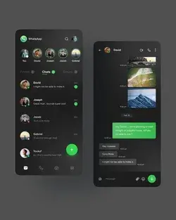 WhatsApp Messenger Redesign (dark mode)