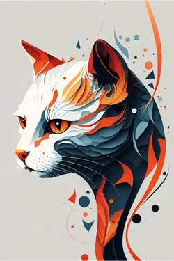 Cat Art Print Vector Style - Gifts for Cat Lovers - Downloadable Wall Décor - Digital Products