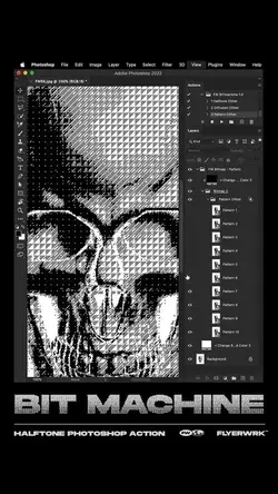 Retro bitmap photoshop halftone action