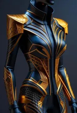 Gold and black design costume