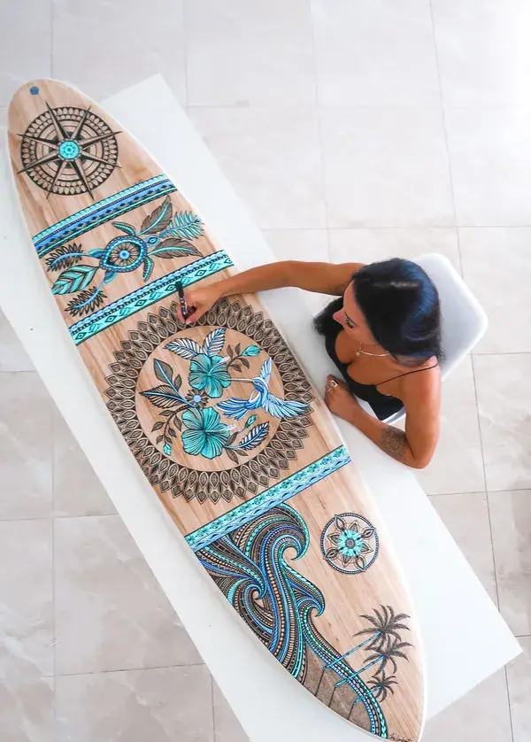 Custom Surfboard Artwork by Jess Lambert